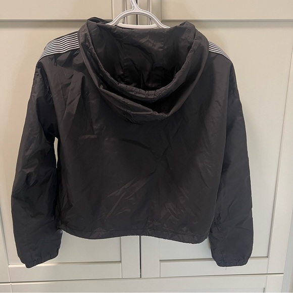 GARAGE Black and White Crop Windbreaker Jacket | Striped Sleeves | Size Small - Picture 10 of 10